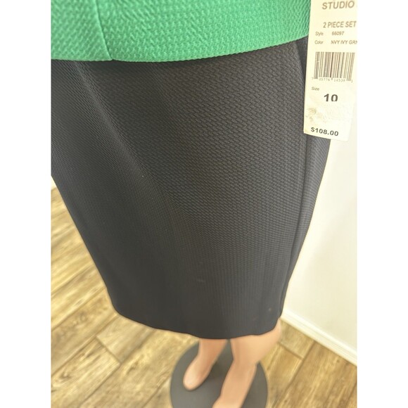 NEW Studio One New York 2PC Dress Jacket Black Green Cream Size 10 Career Set - Picture 11 of 16